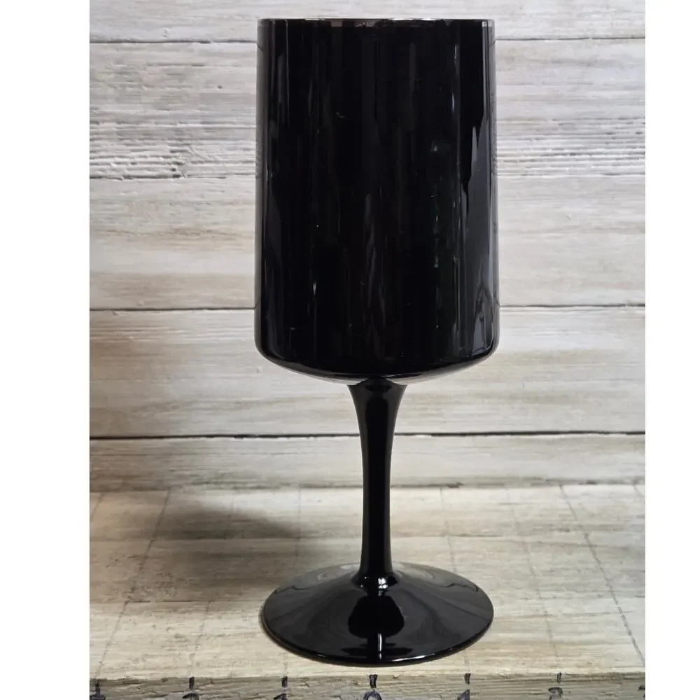 Vintage Lenox Venture Black Wine Glass Platinum Rim 6 1/4